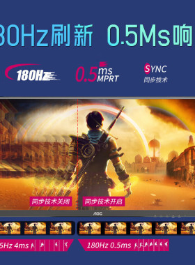 AOC显示器 高清电竞台式屏幕1MS快速响应 支持壁挂 27英寸27G40E