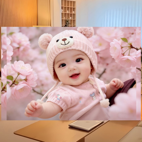 大眼睛女孩画宝宝海报婴儿图片娃娃画报墙贴备孕照片画像儿童照片