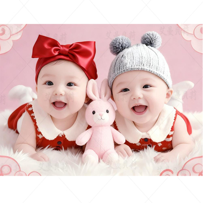 龙凤胎宝宝画报墙贴求送子图片好助备孕男女宝教照片婴儿海报贴画