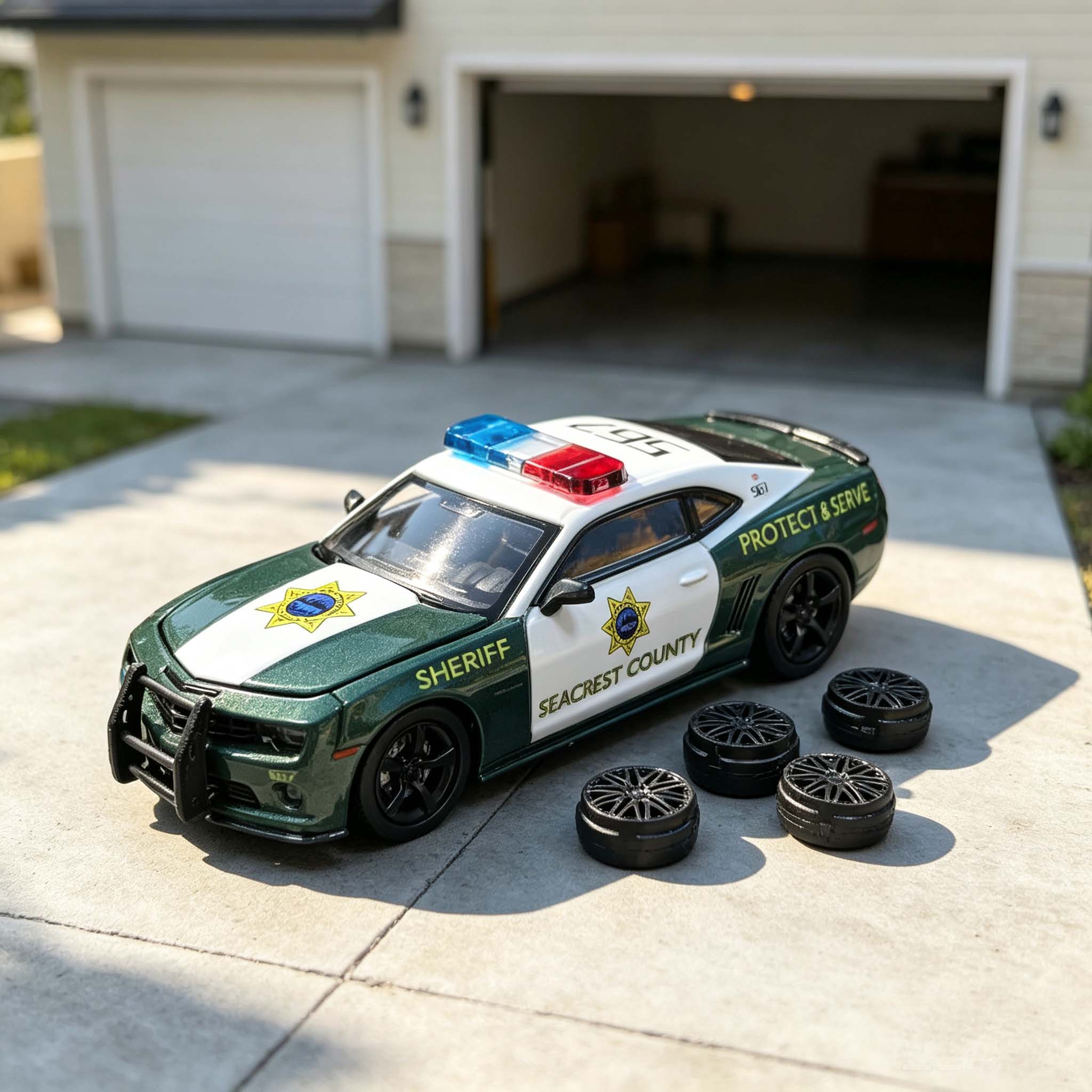 1+1model  五代雪佛兰科迈罗 极品飞车警车 引擎盖可开 合金车模