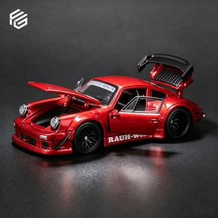 FG 1:64 保时捷930 RWB 宽体改装 透明红 全开合金汽车模型
