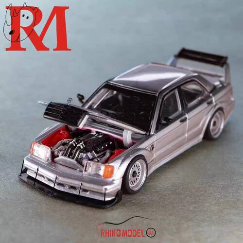 Rhino RM 犀牛 64 奔驰 Benz 190E EVO II 宽体改装 银 汽车模型