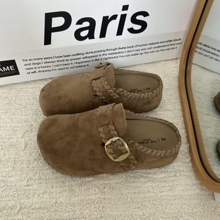 厚底增高超火一脚蹬勃肯鞋子包头半拖鞋女秋外穿2025新款爆款凉拖