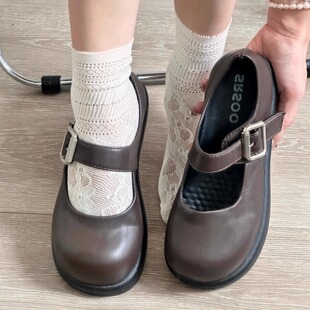 3cm平底粗跟浅口玛丽珍鞋女春季复古百搭配裙子jk制服小皮鞋单鞋