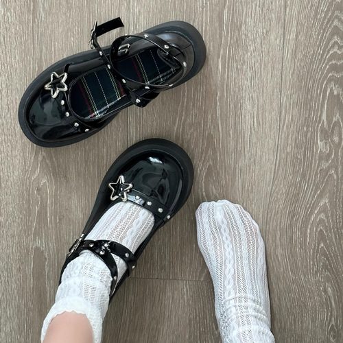 5cm~圆头厚底配裙子软妹小皮鞋女