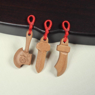 桃木剑挂件婴儿孕妇夜晚啼哭夜路平安狗牙随身带东南桃木枝刀剑斧