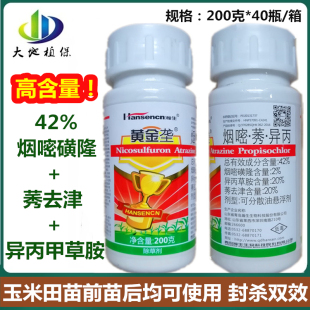 玉米田苗后专用除草剂黄金垄42%烟嘧磺隆莠去津异丙 杂草封杀双效