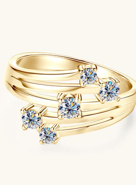 跨境简约冷淡风锆石戒指女日韩版设计感钻戒轻奢时尚交叉指环饰品