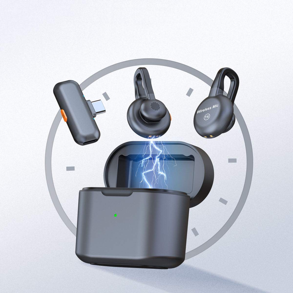 跨境无线领夹式麦克风新款私模隐藏户外手机直播麦降噪话筒夹