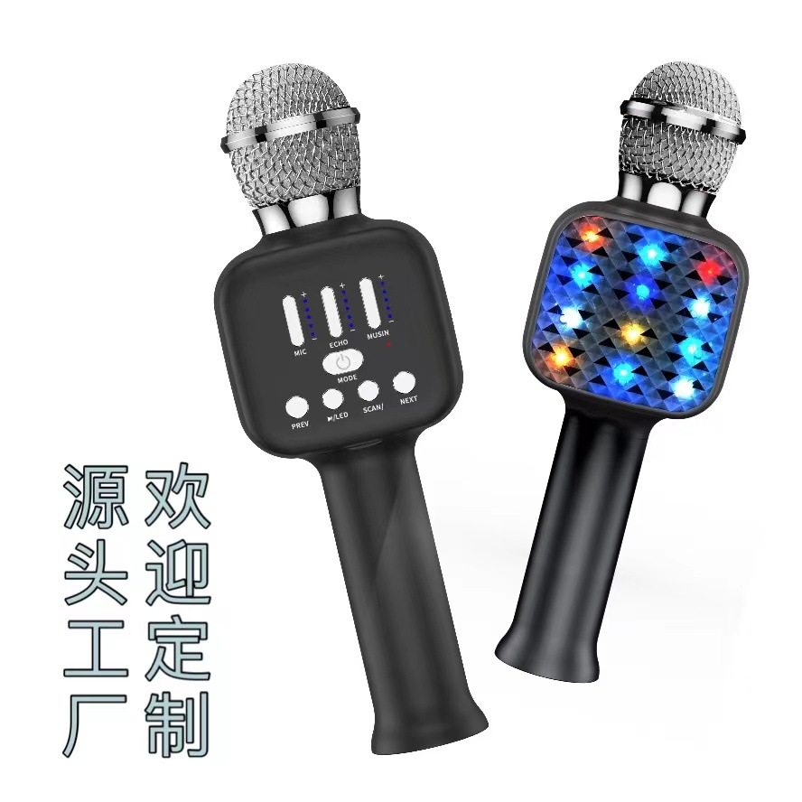 2022年跨境手机K歌电容麦克风话筒蓝牙声卡设备专业蓝牙声卡套装