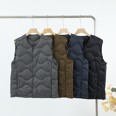 跨境男士轻薄羽绒马甲秋冬新款时尚保暖配工作服内搭内穿贴身内胆