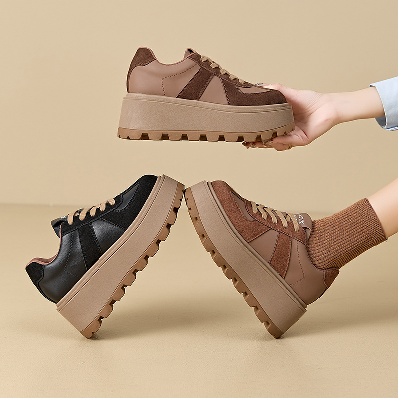 德训鞋女鞋秋季女2024休闲厚底鞋子学生女运动鞋女潮流高颜值鞋