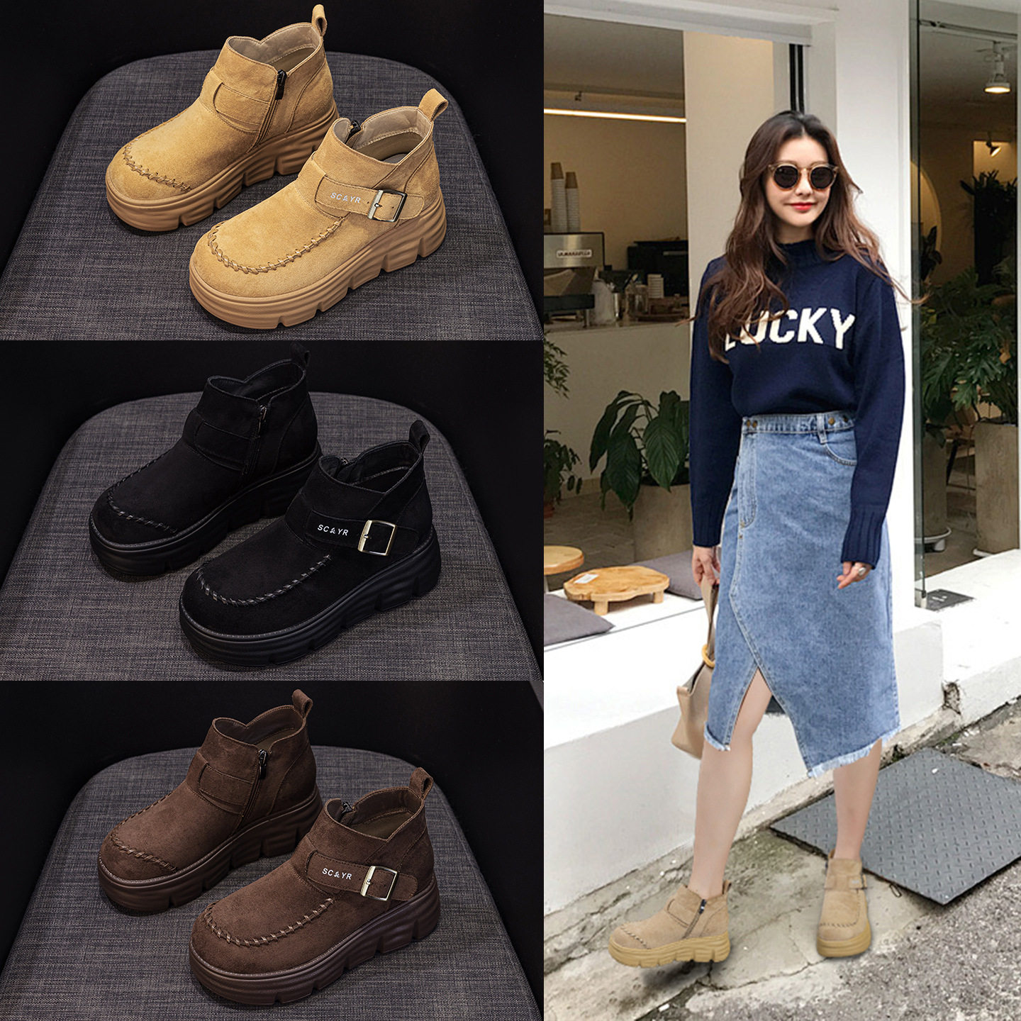 马丁靴女2025新款秋季女鞋英伦风复古厚底增高休闲鞋时尚百搭女靴,女鞋,马丁靴,淘宝优惠券,粉丝福利购,淘宝优惠卷