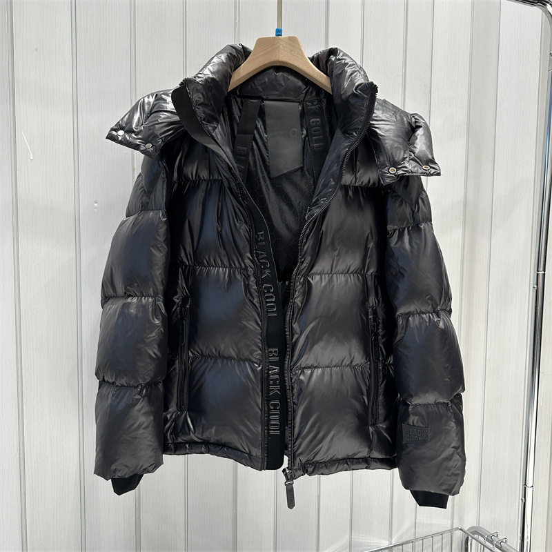 鹅绒黑钻黑珍珠羽绒服男女短款2024新款韩版可脱卸帽加厚情侣黑武