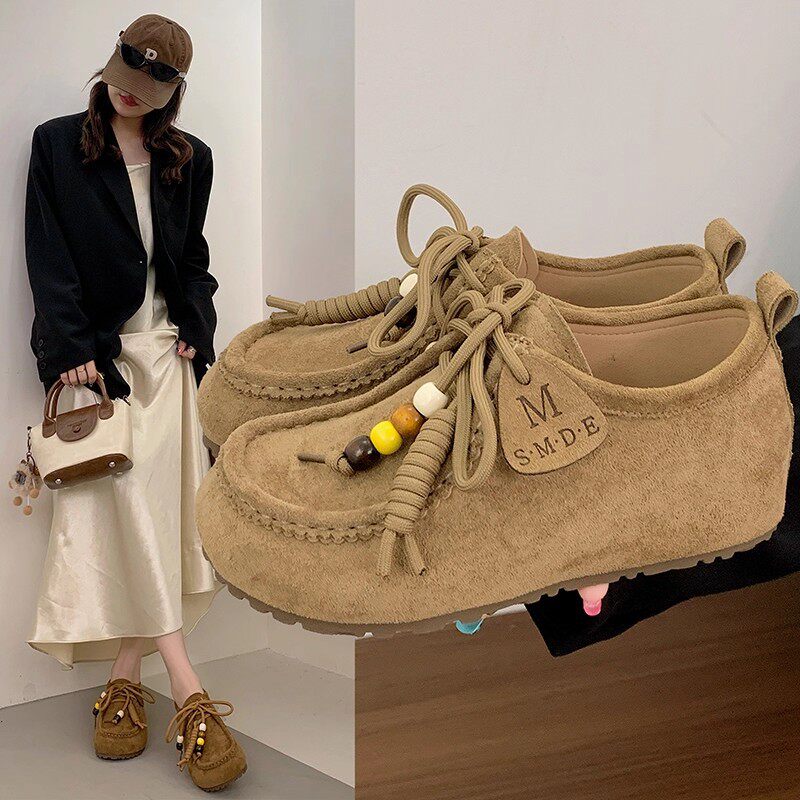 加毛袋鼠鞋全包真皮勃肯鞋加绒内增高不累脚博肯单鞋一脚蹬豆豆