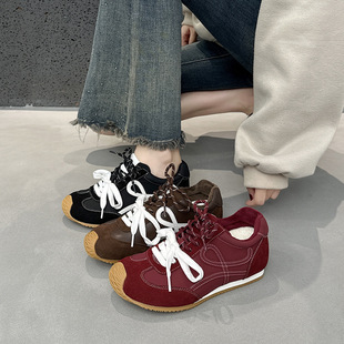 加绒复古歪头德训鞋女2025秋冬款内增高小个子休闲女鞋运动鞋女款