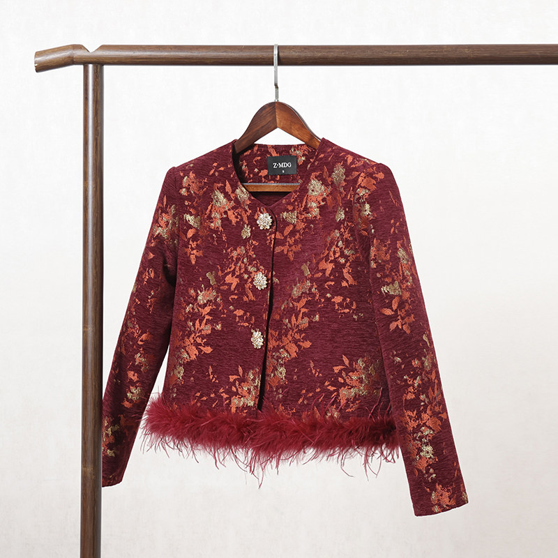 红色新中式国风外套女2025年冬季新款高级感夹棉加厚百搭复古上衣