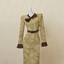 法式 长裙小众设计感御姐风高端礼服裙子 复古撞色拼接连衣裙女秋季