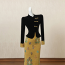 新中式 长裙重工刺绣设计感高端礼服裙子 国风改良旗袍连衣裙女秋季