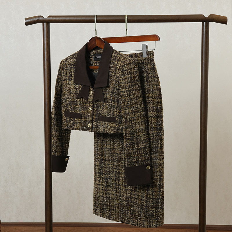 法式复古小香风套装女2025年秋冬新款高端设计感外套+裙子两件套