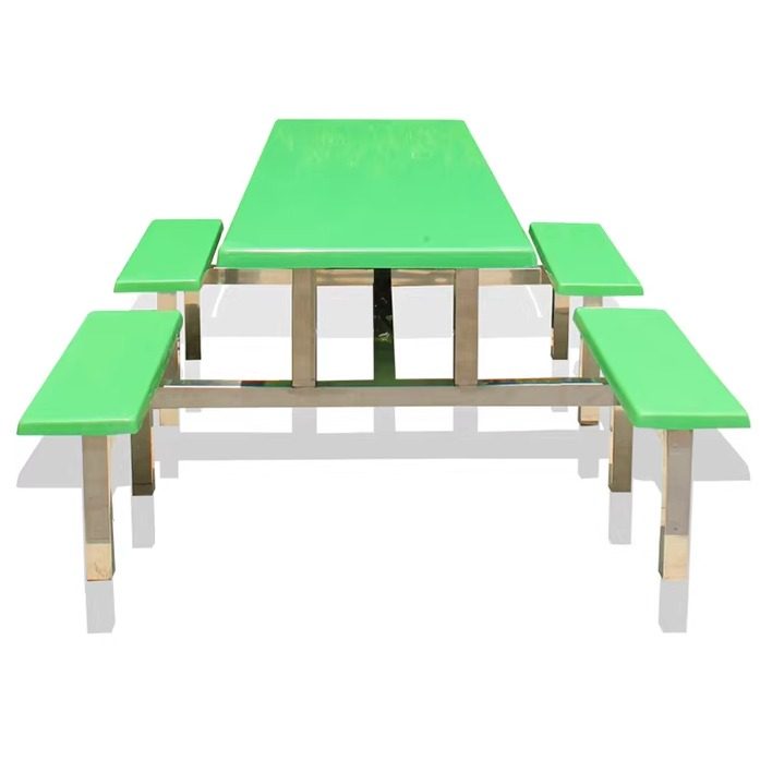 食堂餐厅连体桌椅商用八人位加厚耐用玻璃钢饭堂餐台餐桌椅可定制