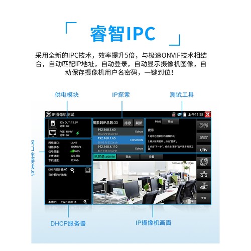正品 网路通工程宝IPC-5200PLUS网络监控测试仪VGA HDMI输入POE