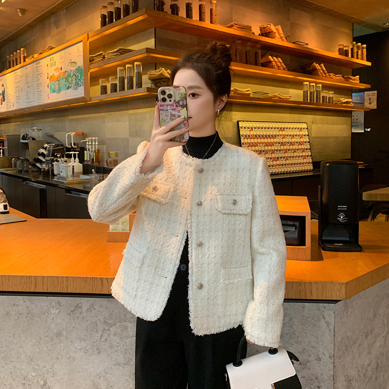 2026春季新款亮丝流苏小香风外套气质显瘦百搭圆领短款毛呢上衣女,女装/女士精品,毛呢外套,淘宝优惠券,粉丝福利购,淘宝优惠卷