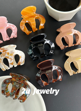 韩国ins新款博主同款章鱼马尾抓夹中号半盘发黑色鲨鱼夹醋酸发饰