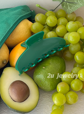 韩国ins新款经典款扇形草绿色抓夹少女优雅法式盘发醋酸大鲨鱼夹