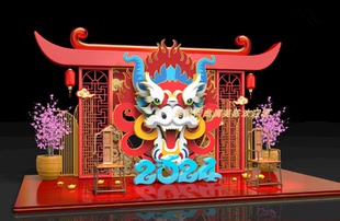 龙头摆件新春元旦节道具门店装饰品旅游景区售票厅布置火车站装饰