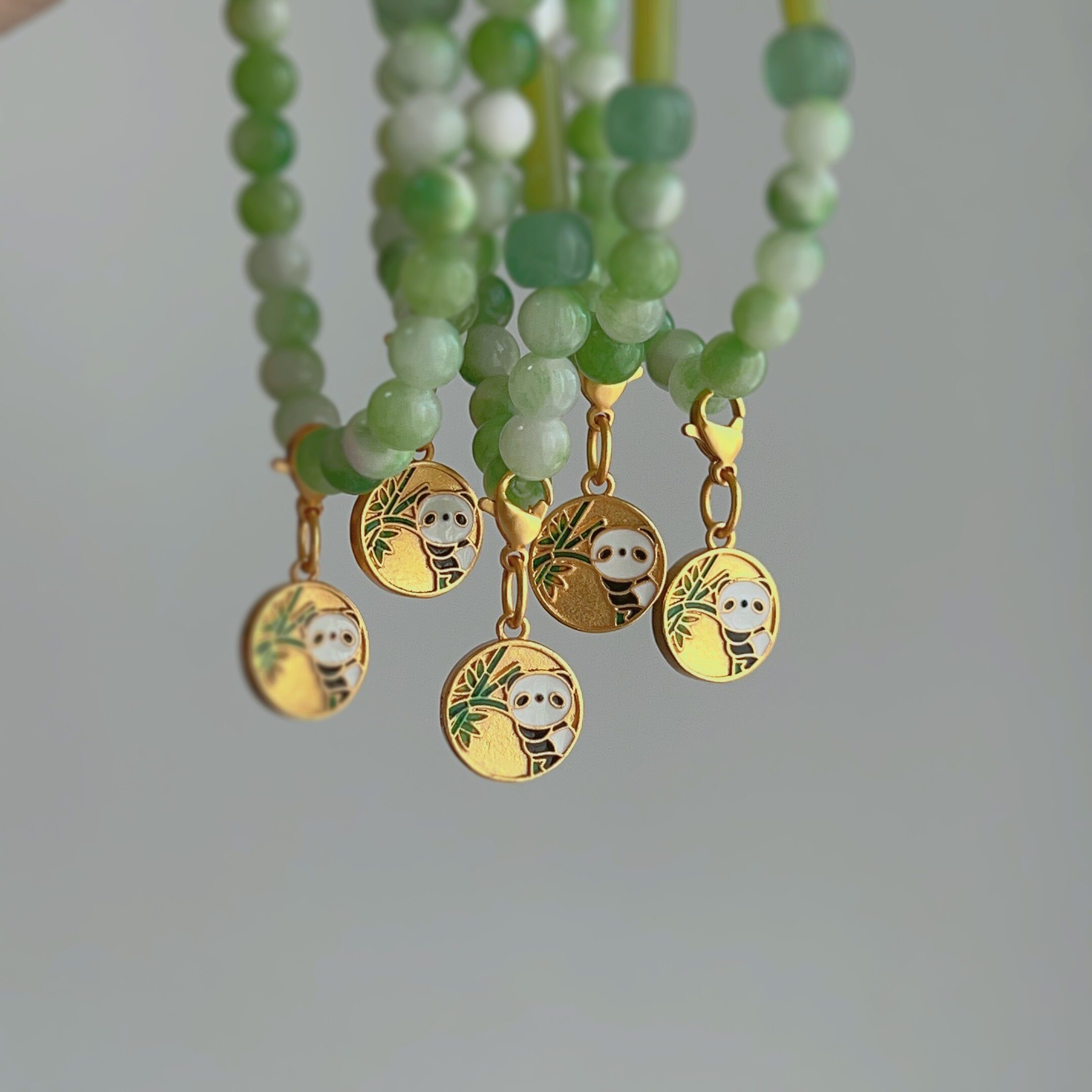 「青提熊猫」酒馆原创新中式天然石复古文艺可爱熊猫手饰手串古风