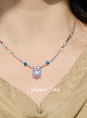 幻梦星光｜酒馆原创捷克琉璃项链简约紫色星河颈链手作小众