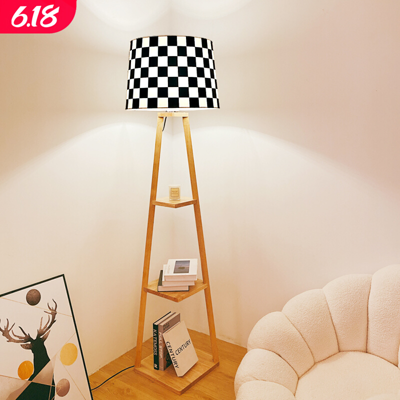 棋盘格子装饰落地灯客厅沙发边几置物创意复古床头氛围卧室casa