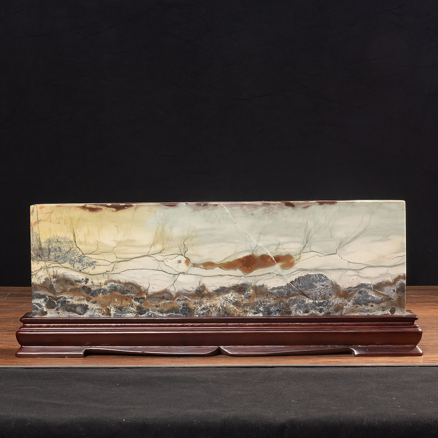 广西国画石天然奇石观赏石草花石方板摆件屏风客厅工艺品tg107