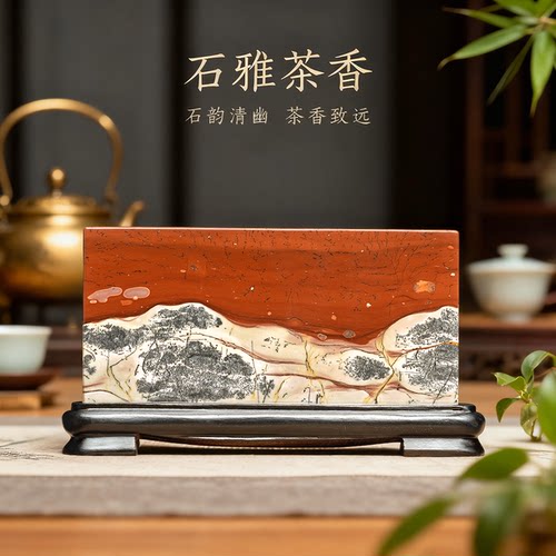 国画石石材饰品中式摆件抛光上漆