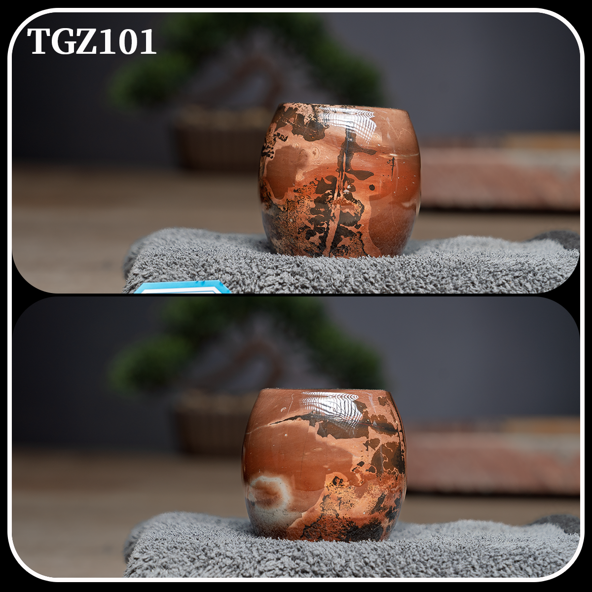 广西草花国画石精品盖置茶具茶盘奇石摆件工艺品上漆款TGZ101-150