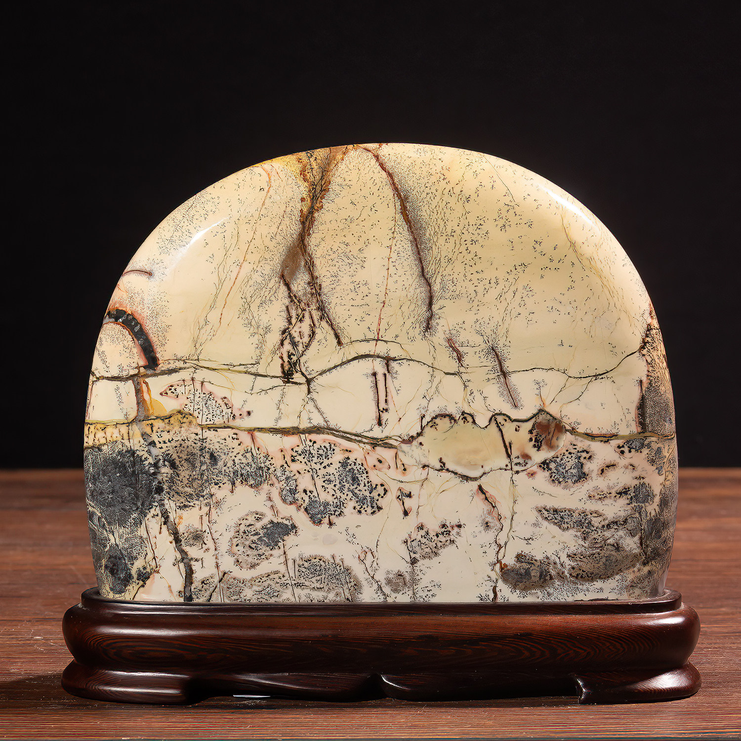 广西国画石天然奇石观赏石草花石小圆石摆件电视柜工艺品tg102