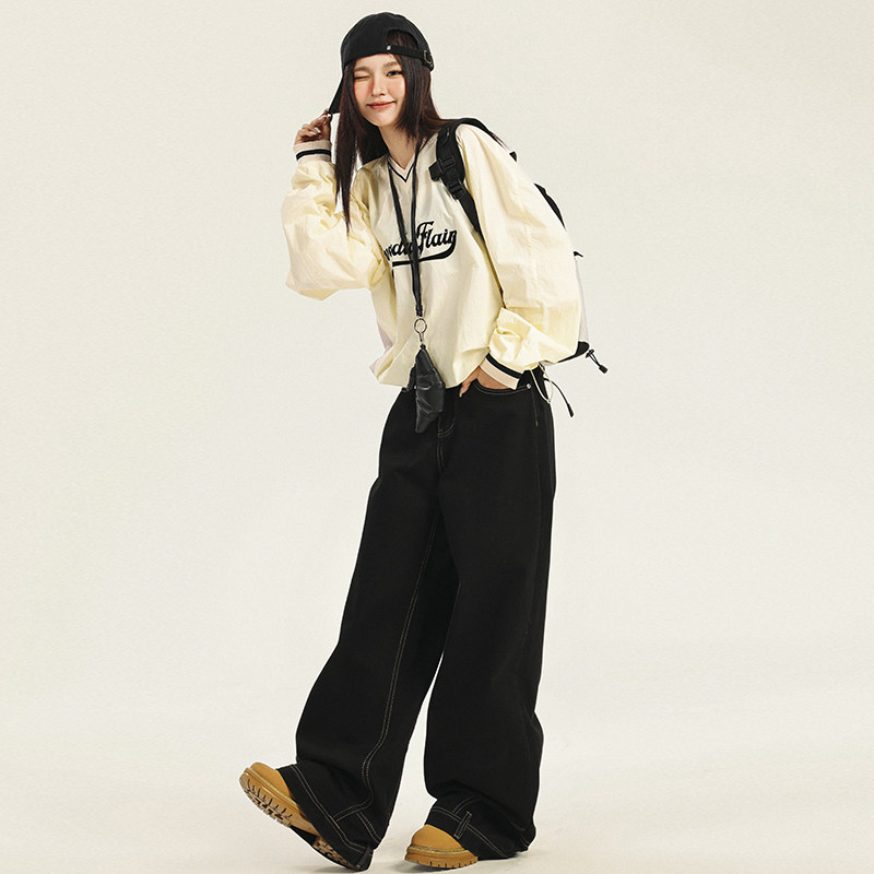 花漾 Blokette穿搭｜美式复古水洗反穿设计男女痞帅宽松阔腿裤