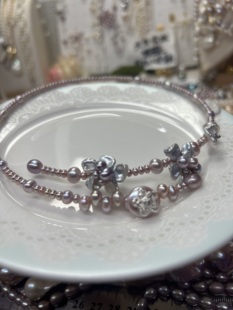 莫奈花园紫珠串手链天然仙紫项圈蓝雪色花朵项链天然色精灵公主款