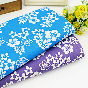 全棉印花府绸布料服装惠安女头巾裙子面料田园青紫底白花清仓甩卖