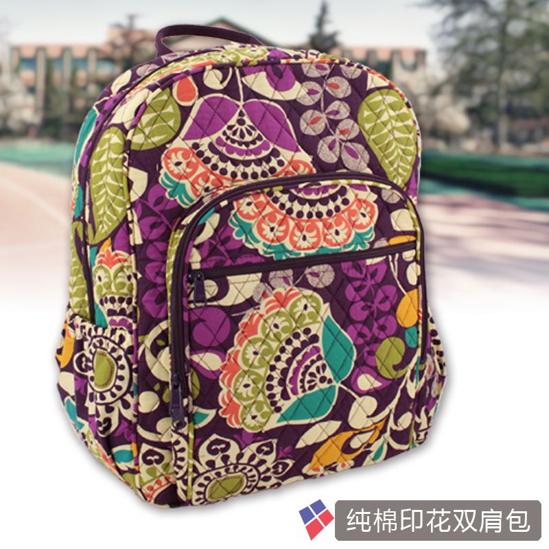 欧美时尚纯棉布包女包夏季双肩包植物花卉潮流行休闲清仓甩卖