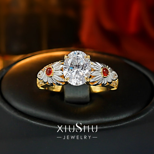 925纯银雏菊珠宝感戒指