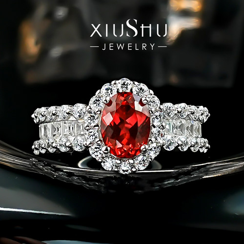 轻奢蛋形鸽血红宝s925银戒指