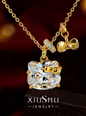 Kitty猫咪蝴蝶结925纯银锁骨项链