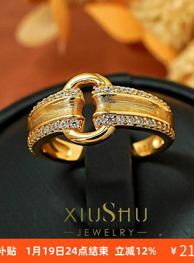 中古风金属拉丝925银戒指百搭