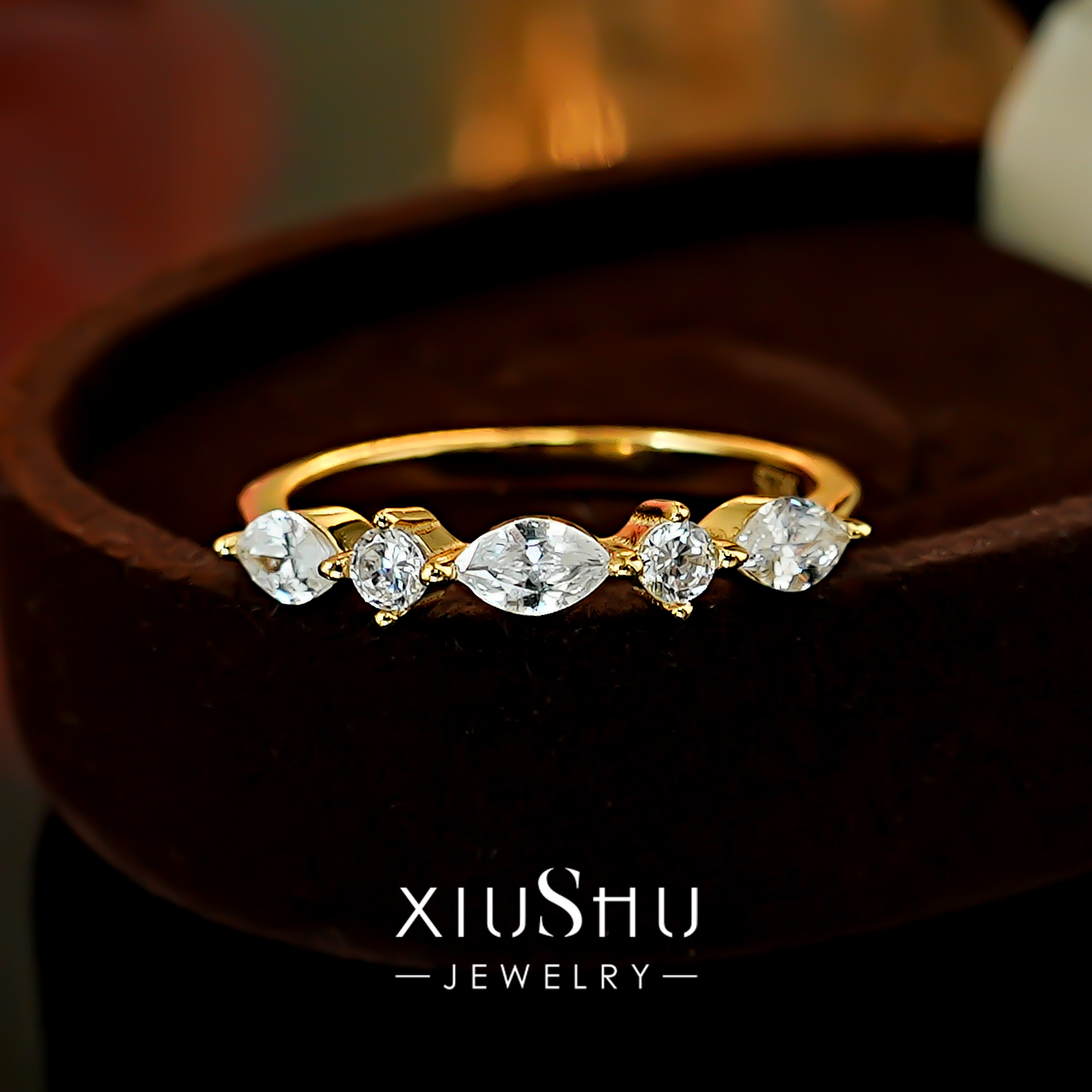 轻奢异形叠戴925银排钻戒指小众设计轻奢百搭ins风个性时尚气质