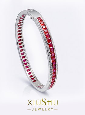 火彩培育红宝石925银手镯