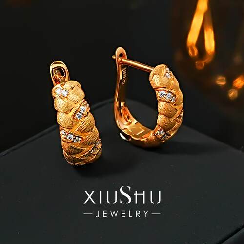 中古编织造型925银金属拉丝耳扣