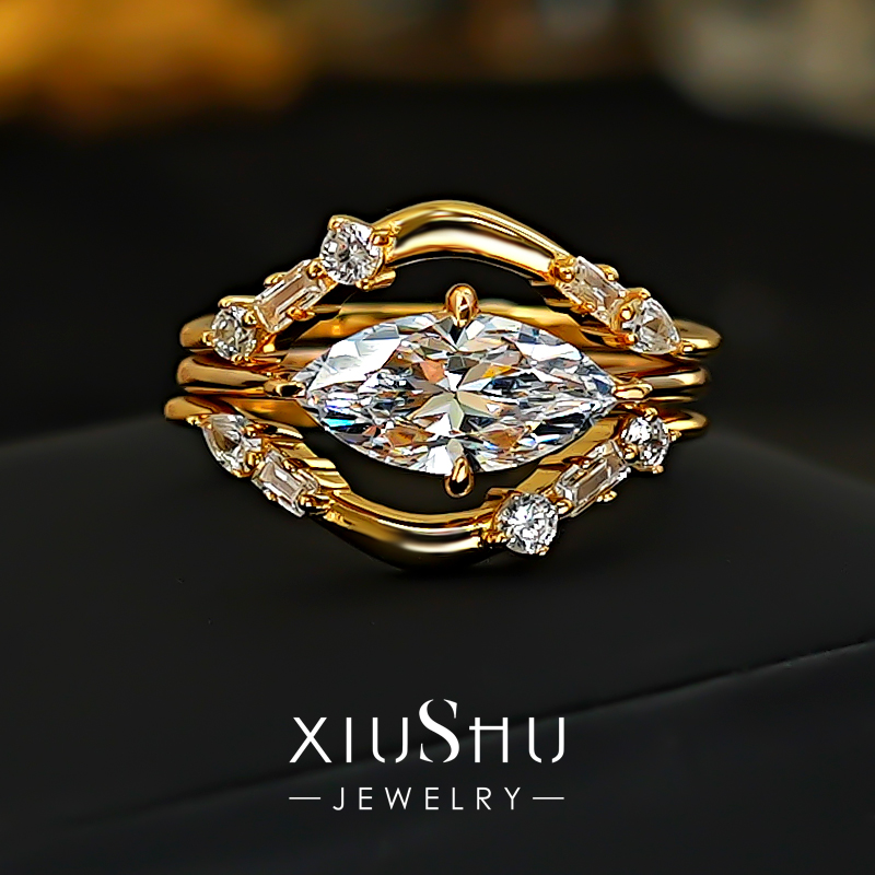 人鱼之泪三合一925银戒指