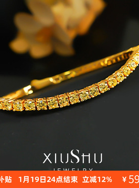 金光闪闪925银黄钻轻奢手链